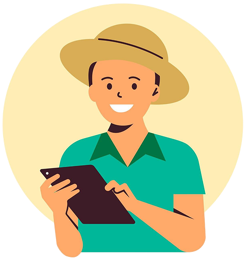 Farmer using tablet for farming guidance